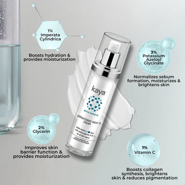 Kaya Clinic Brightening Night Cream 50ml | Azelaic Acid & Vitamin C Moisturizer For Visibly Brighter & Soft Skin | Hydrates Skin | All Skin Types